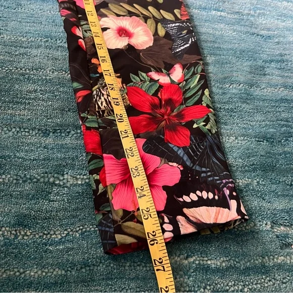 H&M Jumpsuit Romper Floral ruffle sleeve black red pink stretch size 8/38 - Picture 5 of 12